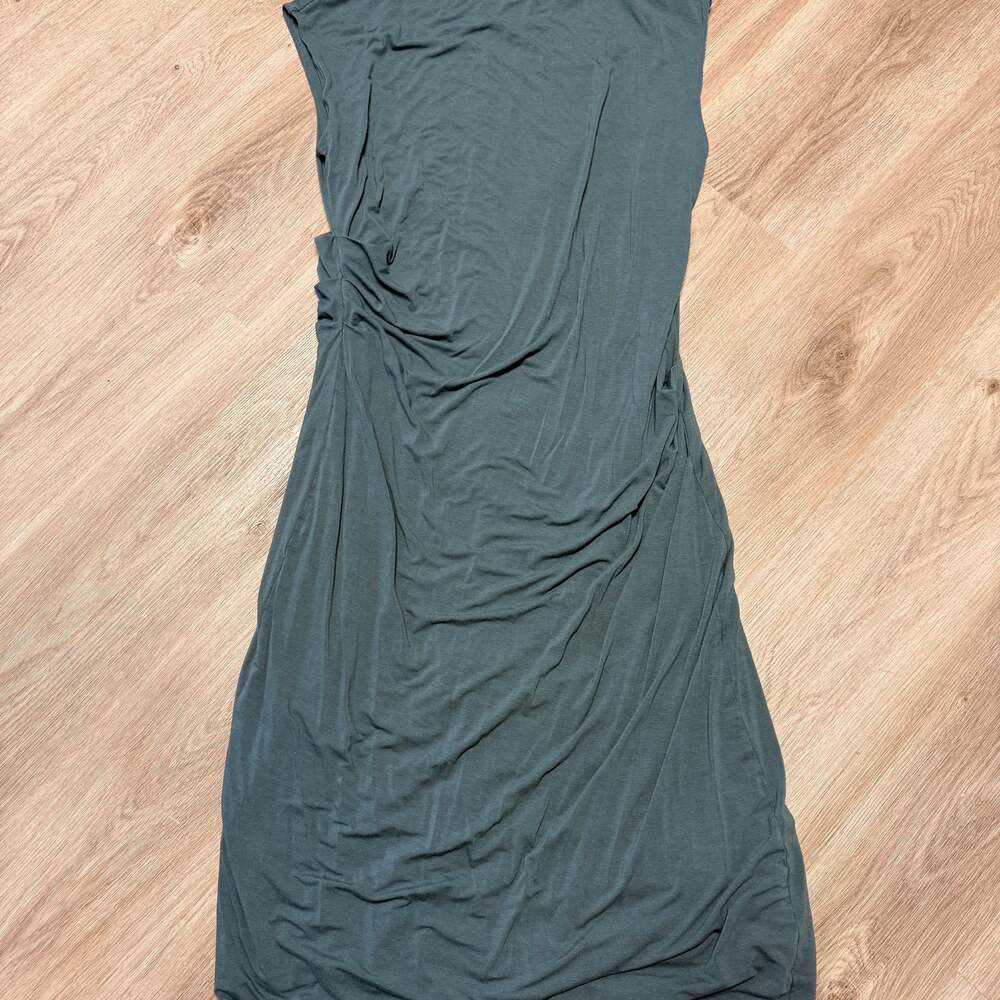 Old Navy Womens XL Fitted Mock-Neck Midi Dress Green Jersey Dolman Sleeve